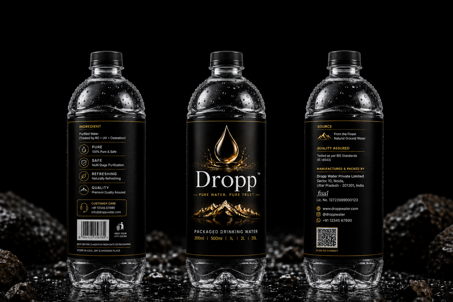 Dropp water bottles, premium packaged drinking water
